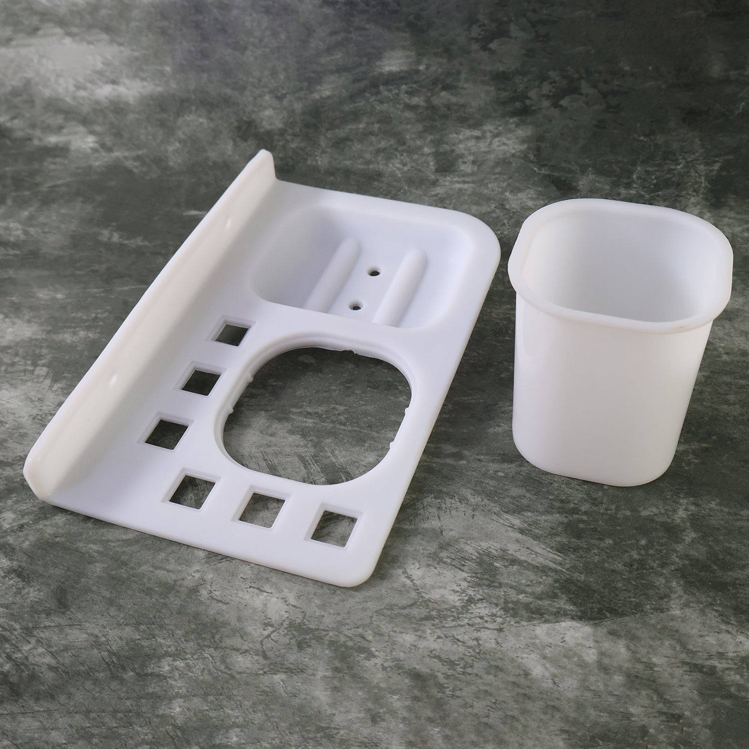 3in1 Wall Mounted Multi-Compartment Toothbrush & Soap Holder with Cup (1 Pc) 3in1 Wall Mounted Multi-Compartment Toothbrush & Soap Holder with Cup (1 Pc)